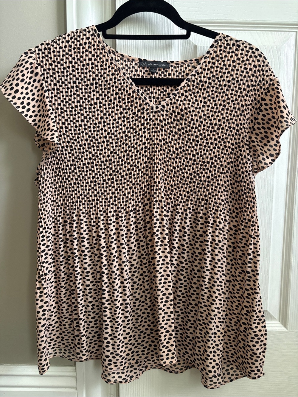 Adrianna Papell Blush Pink Tunic with Black Dot Print